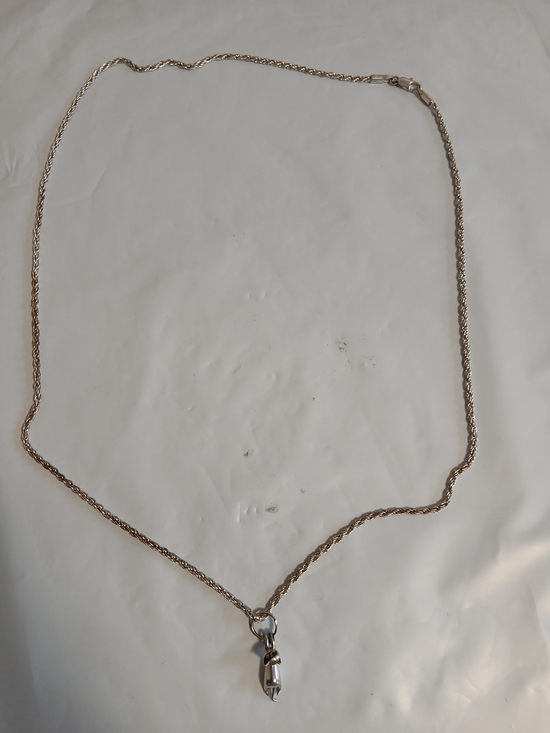 no brand Jewelry - Classic Silver Rope Chain Necklace with Pendant - Women Jewelry